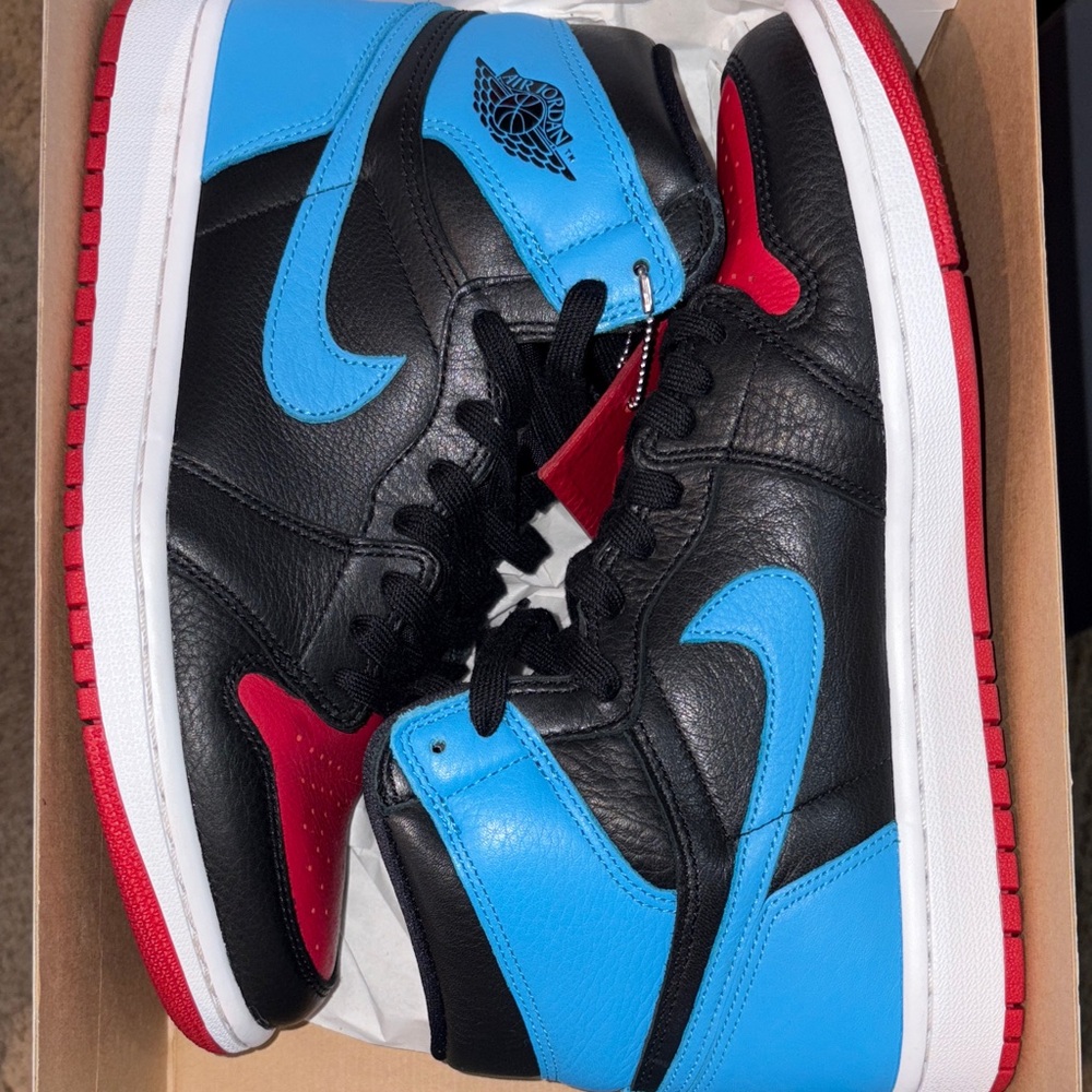 Nike Black and Blue Sneakers with Red Highlights